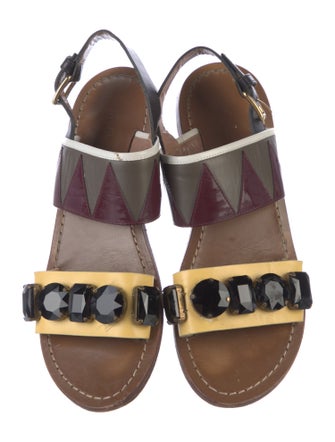 Marni Leather Printed Slingback Sandals