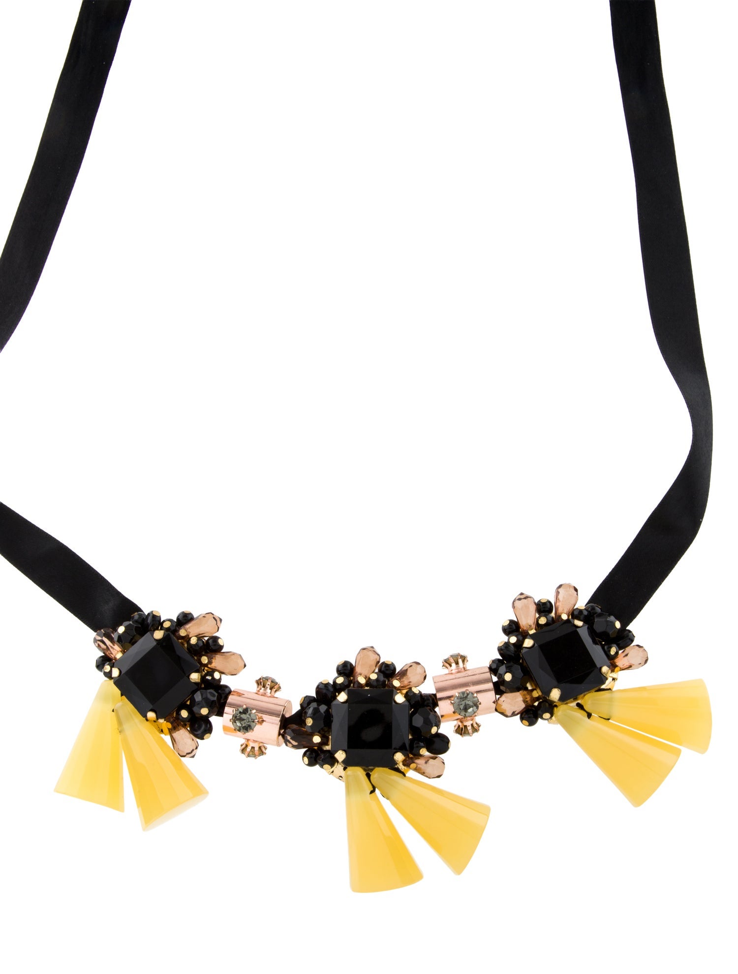 Marni Resin & Crystal Silk Ribbon Collar Necklace