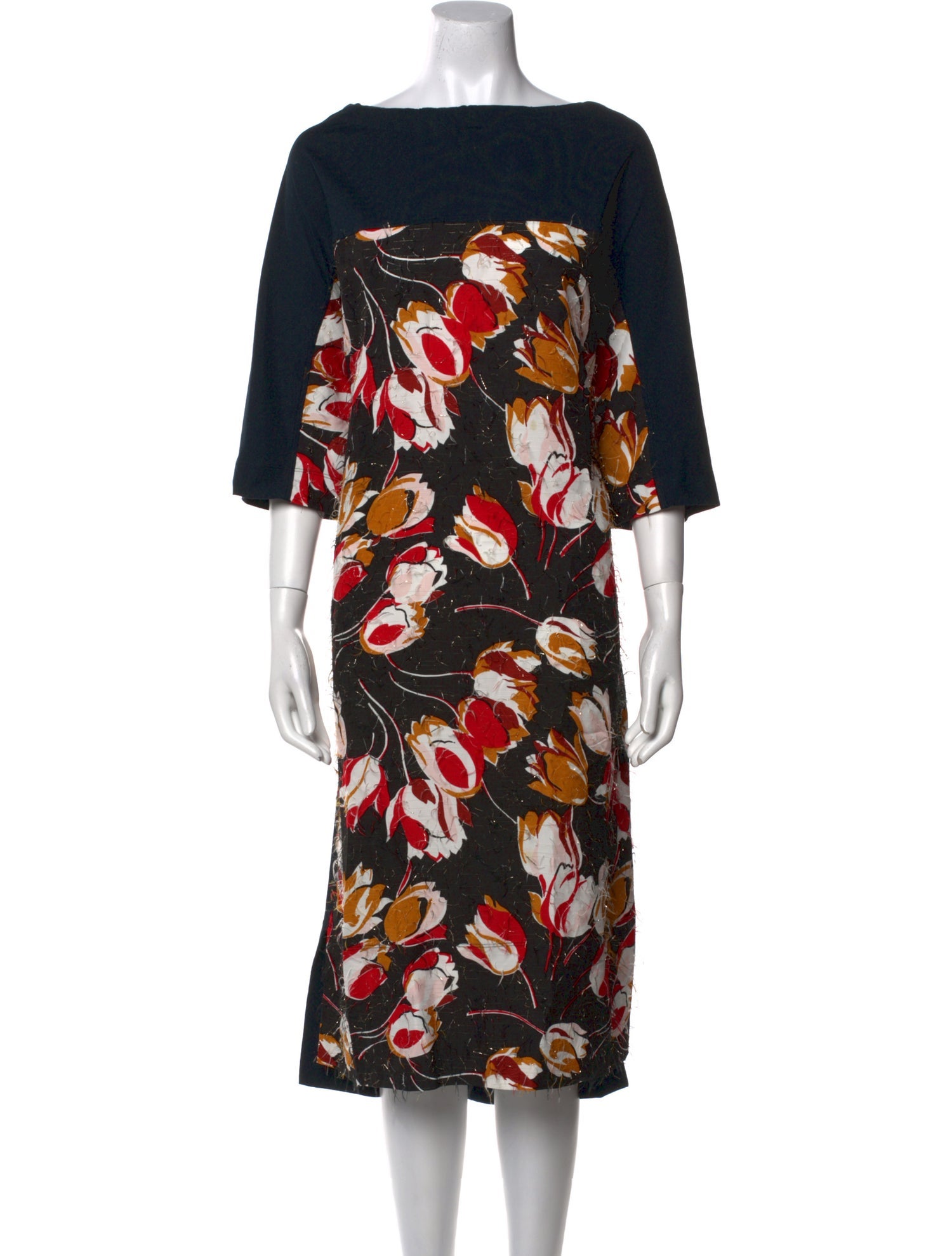 Marni Floral Print Midi Length Dress
