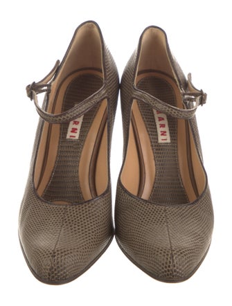 Marni Embossed Leather Patterned Pumps