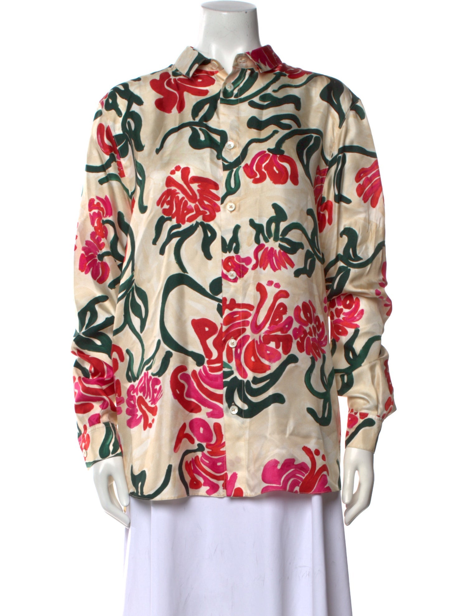 Marni Silk Floral Print Button-Up Top