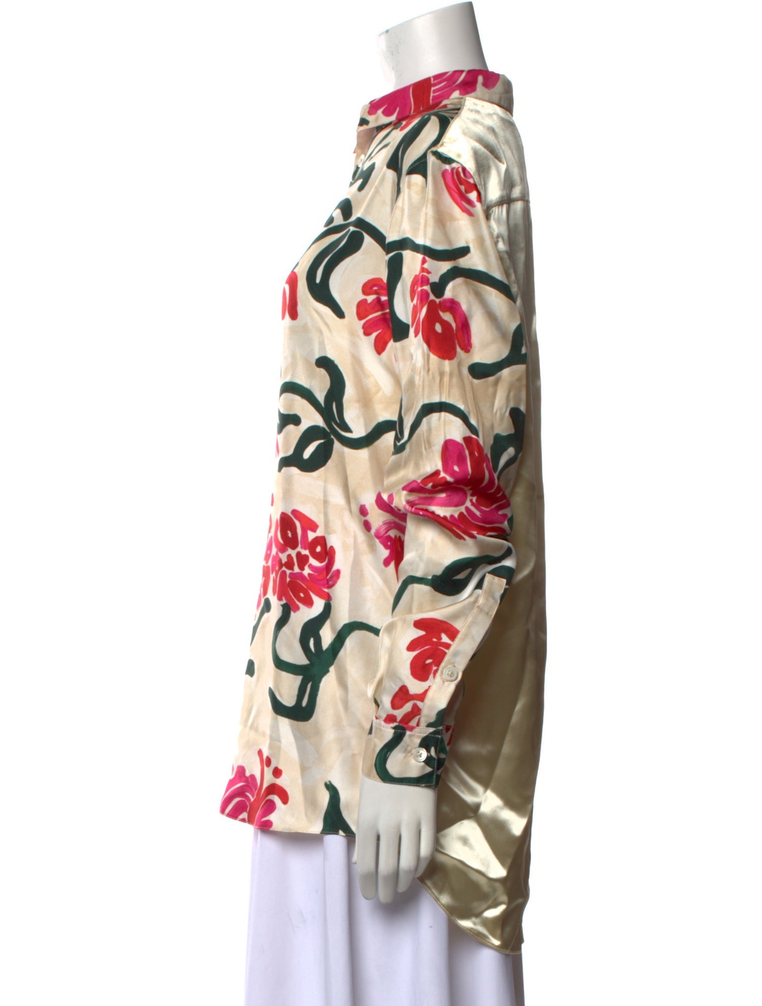 Marni Silk Floral Print Button-Up Top