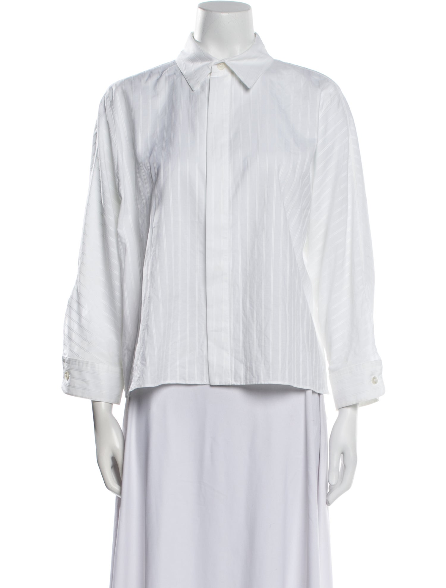 Marni Striped Three-Quarter Sleeve Button-Up Top