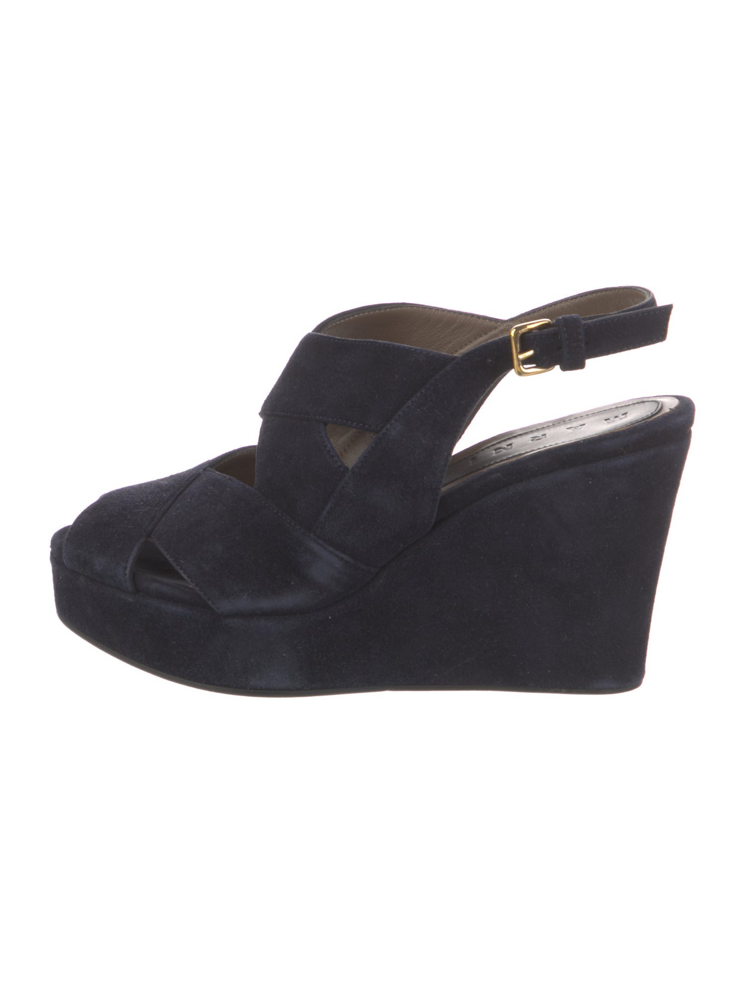 Marni Suede Cutout Accent Slingback Pumps