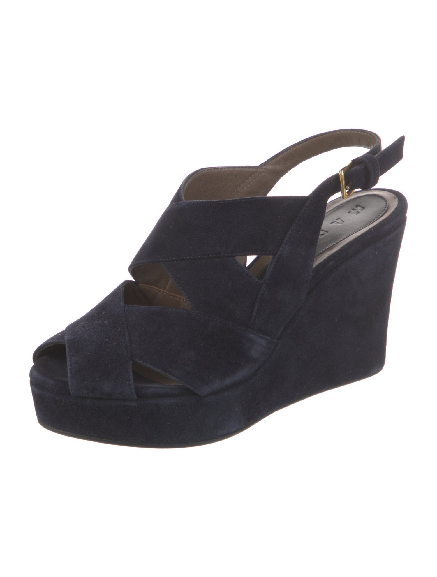 Marni Suede Cutout Accent Slingback Pumps
