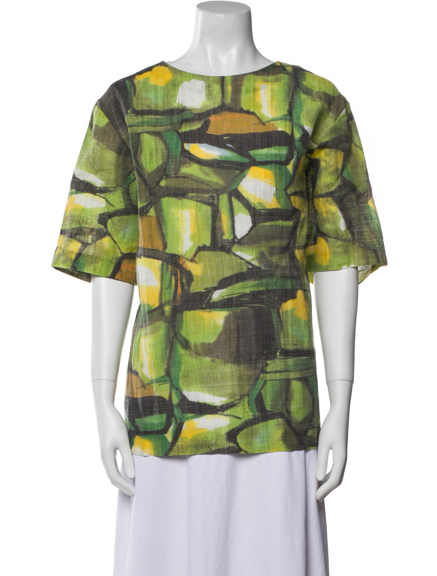 Marni Printed Bateau Neckline Blouse