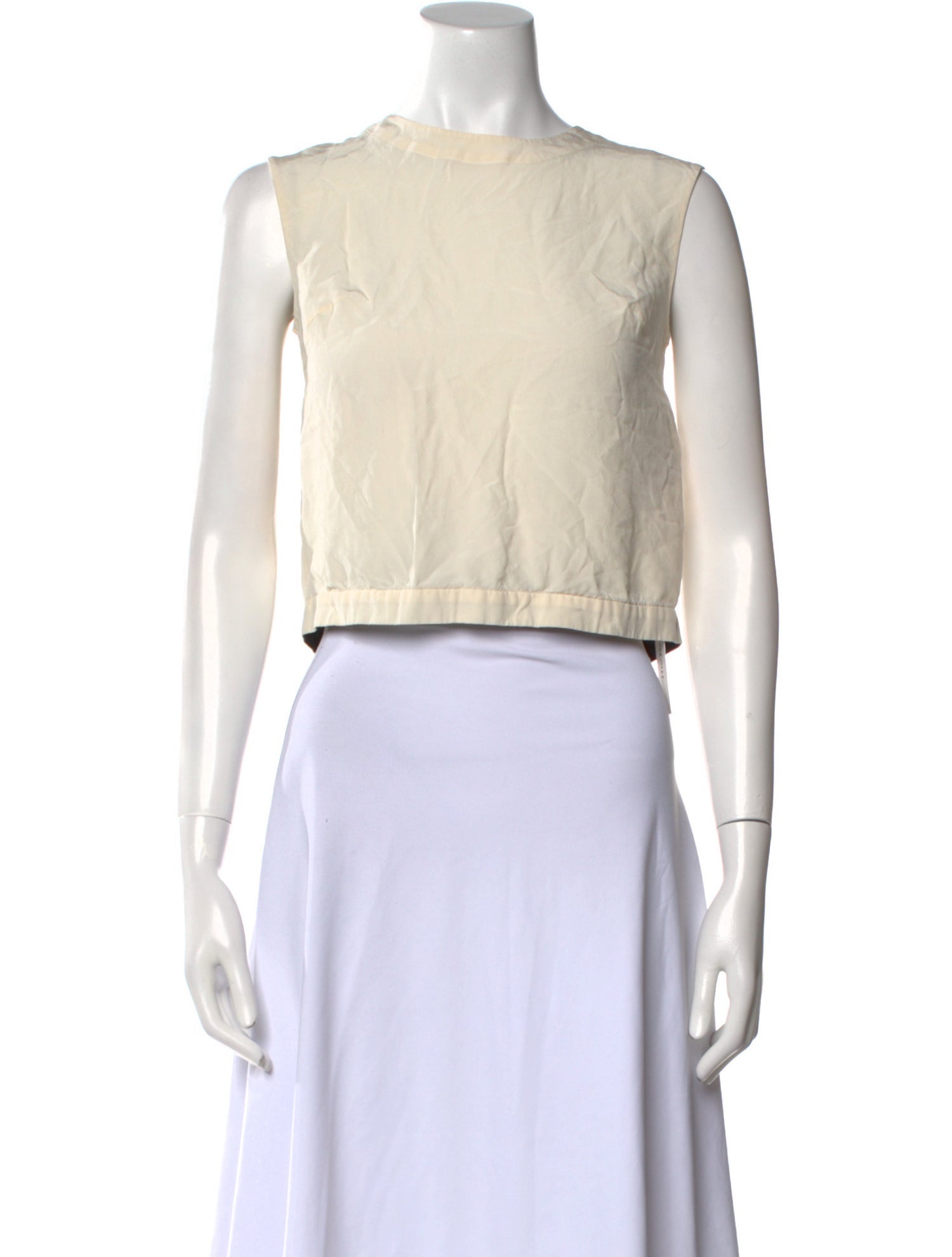 Marni Silk Bateau Neckline Crop Top