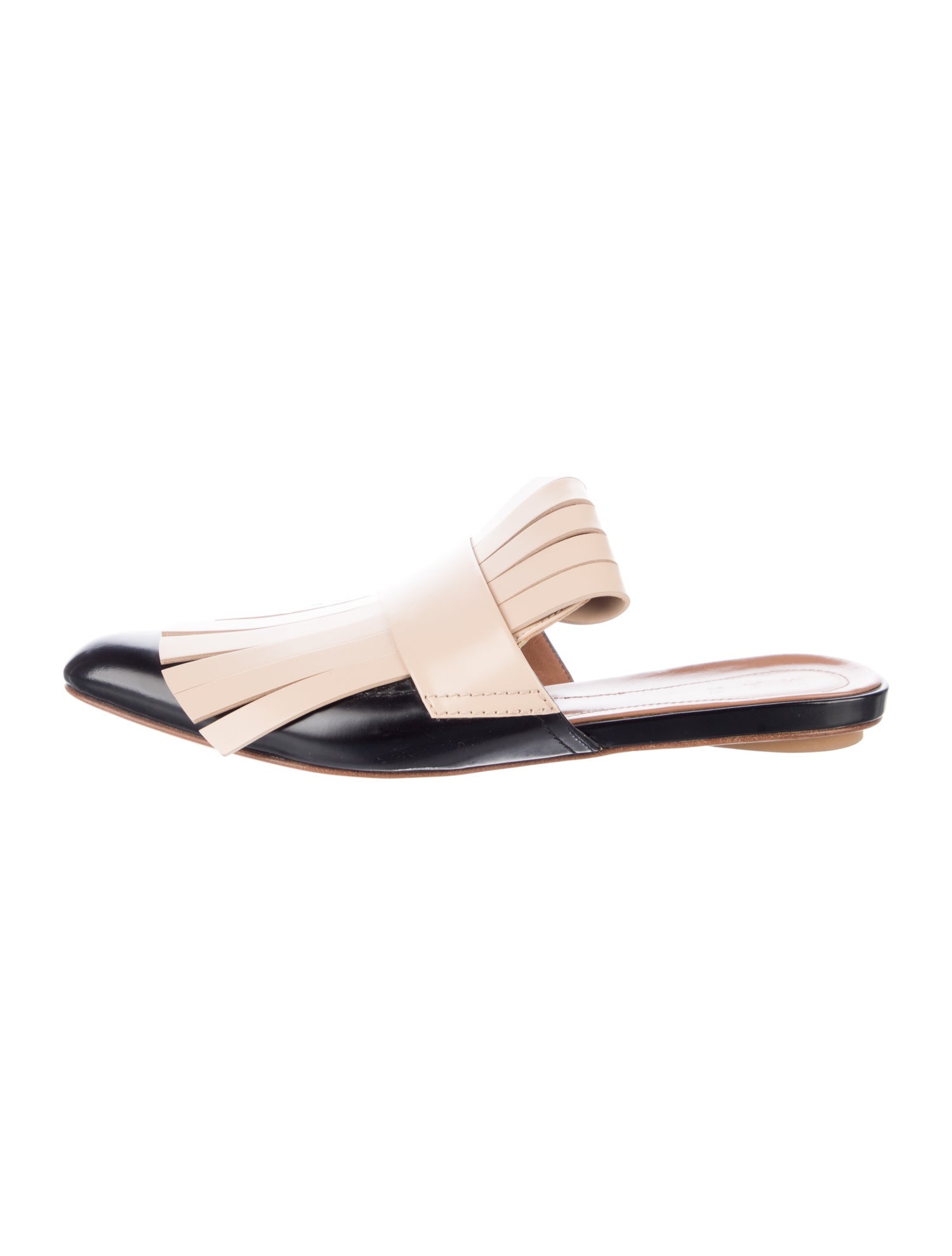 Marni Leather Fringe Trim Accent Mules