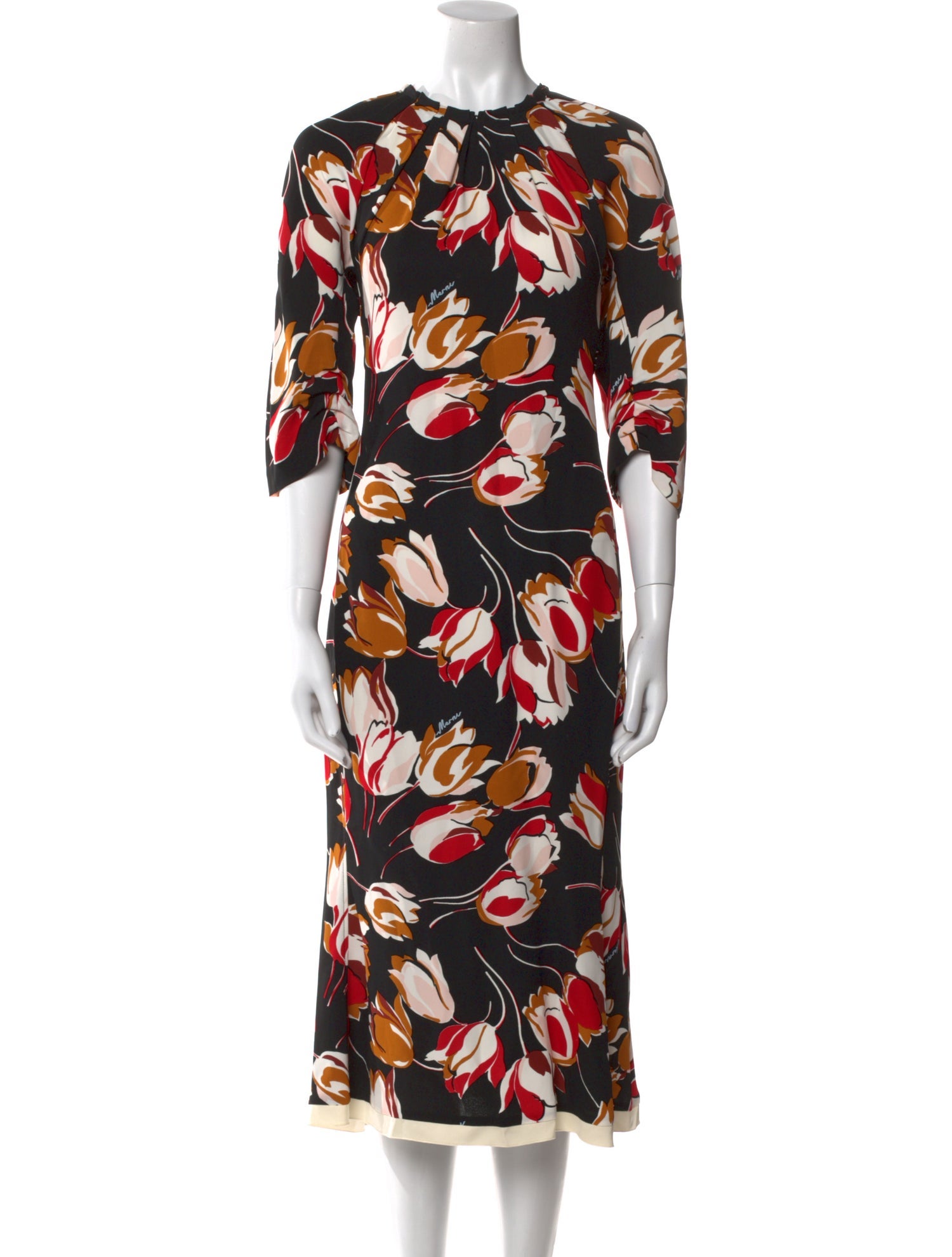 Marni Floral Print Midi Length Dress