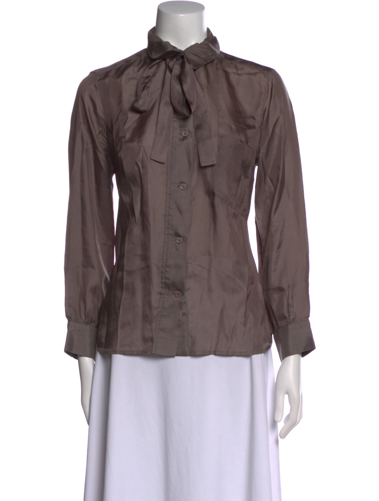 Marni Tie Neck Long Sleeve Button-Up Top