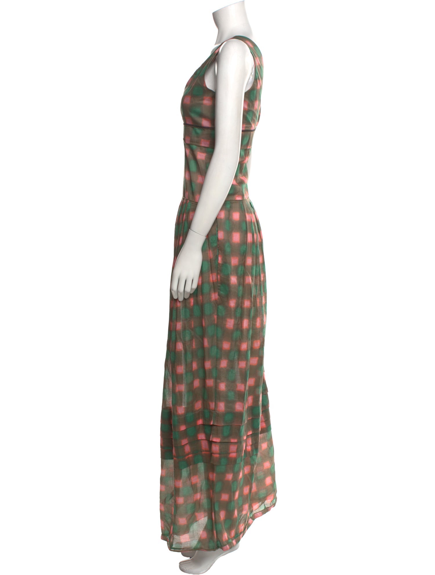 Marni Plaid Print Long Dress
