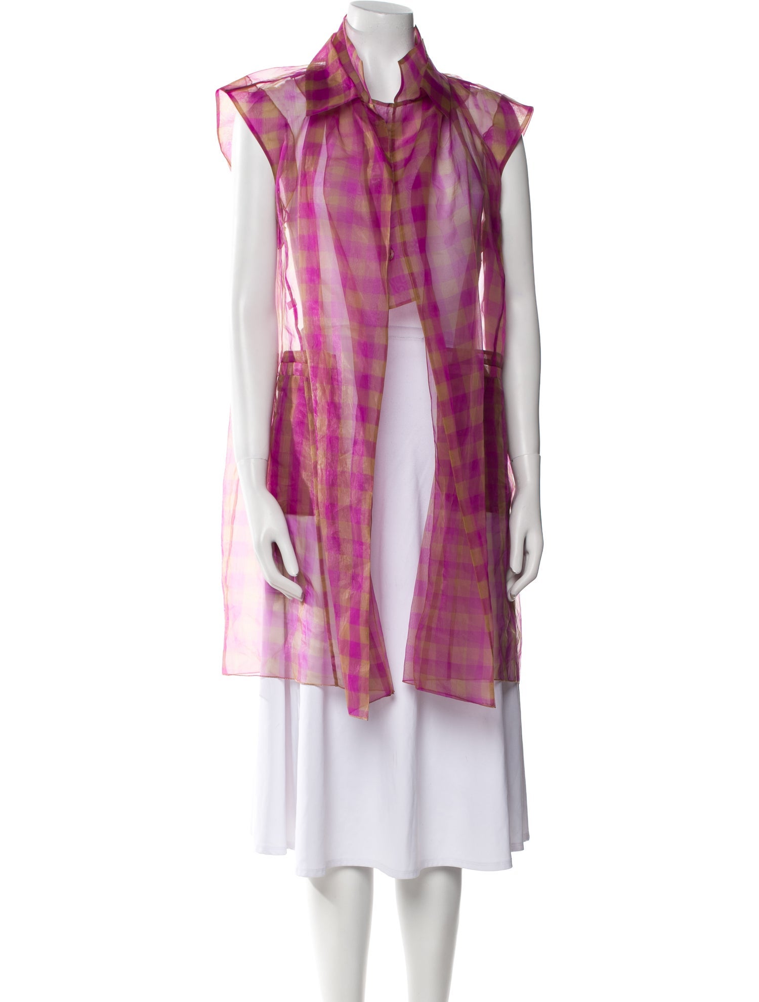 Marni Plaid Print Cowl Neck Tunic