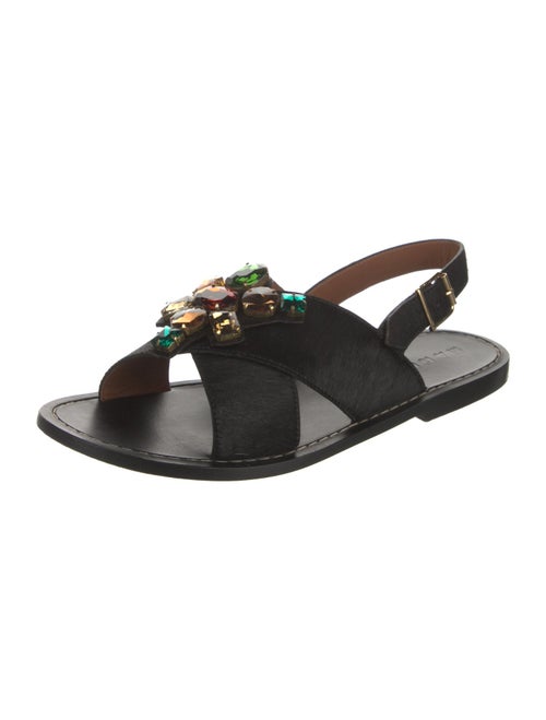 Marni Ponyhair Crystal Embellishments Slingback Sandals
