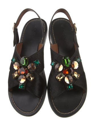 Marni Ponyhair Crystal Embellishments Slingback Sandals