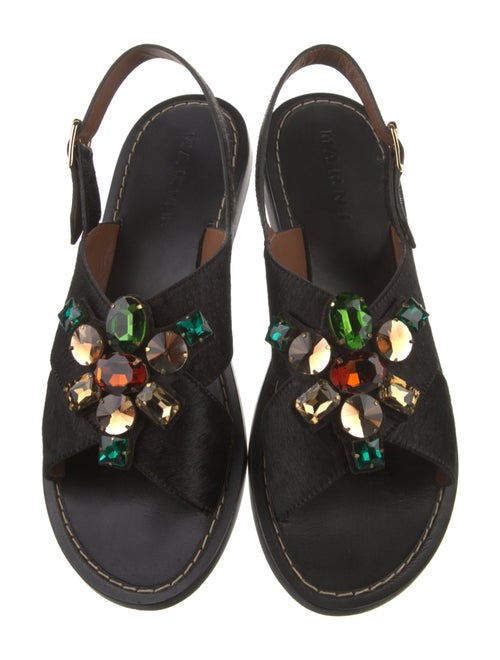 Marni Ponyhair Crystal Embellishments Slingback Sandals