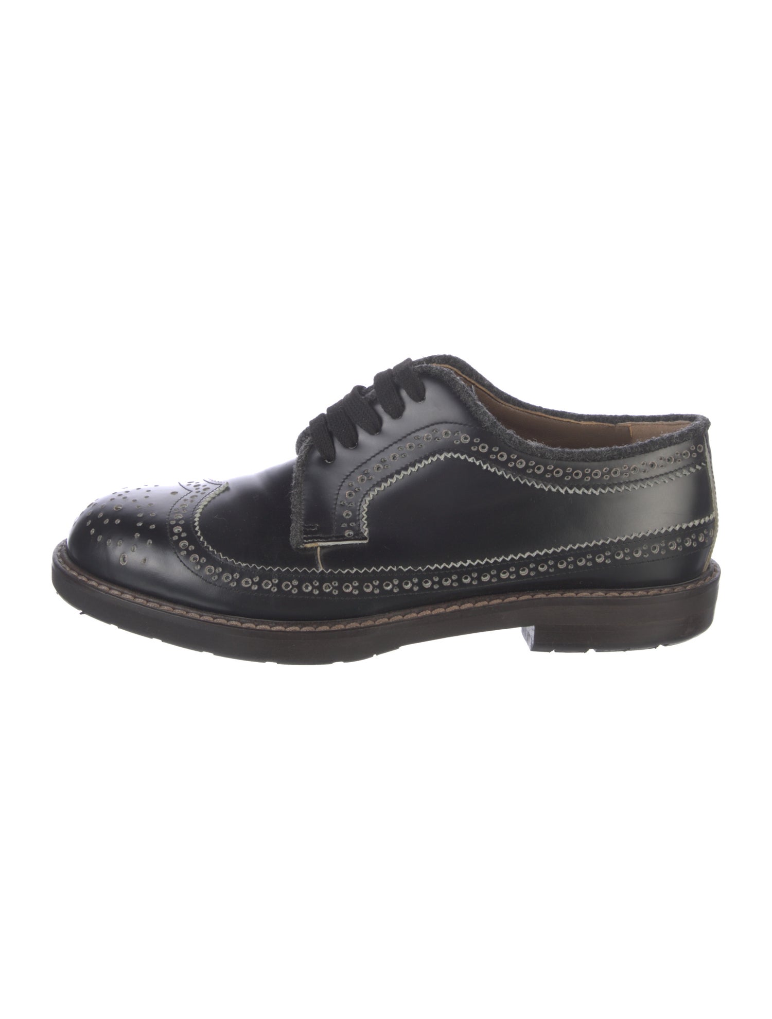 Marni Leather Eyelet Trim Oxfords