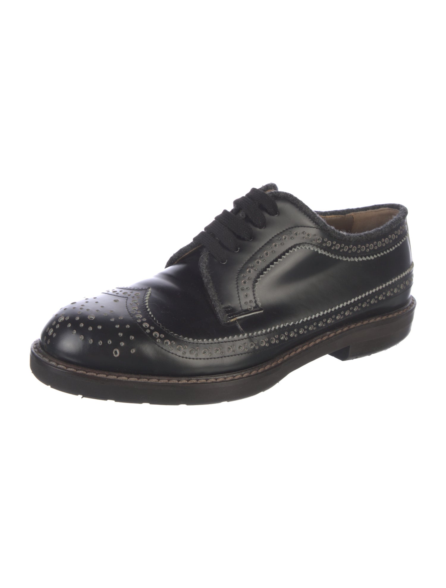Marni Leather Eyelet Trim Oxfords