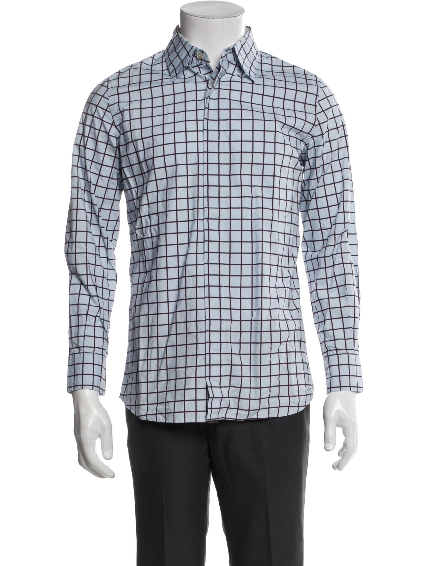 Marni Plaid Print Long Sleeve Dress Shirt