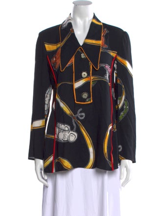 Marni Printed Long Sleeve Button-Up Top