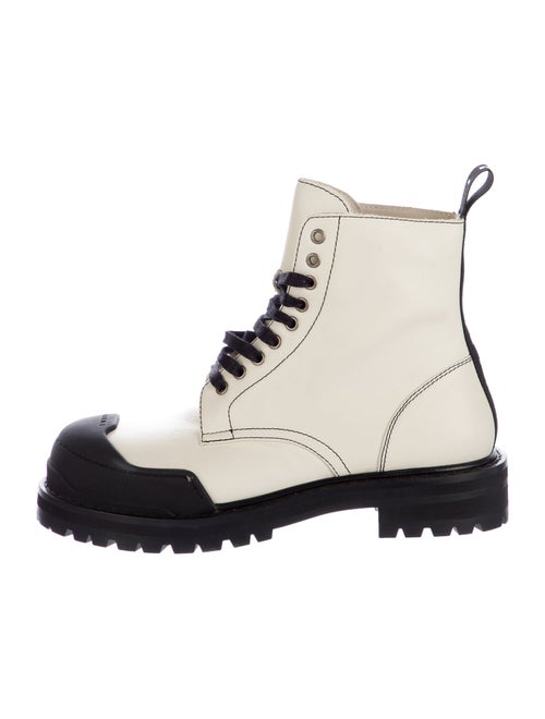 Marni Leather Colorblock Pattern Combat Boots
