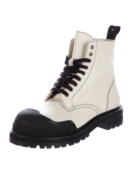 Marni Leather Colorblock Pattern Combat Boots