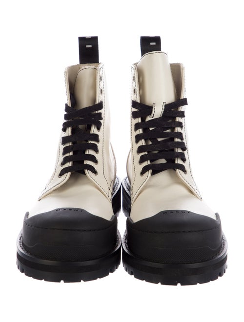 Marni Leather Colorblock Pattern Combat Boots