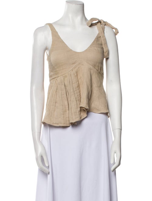 Marni Linen Scoop Neck Crop Top