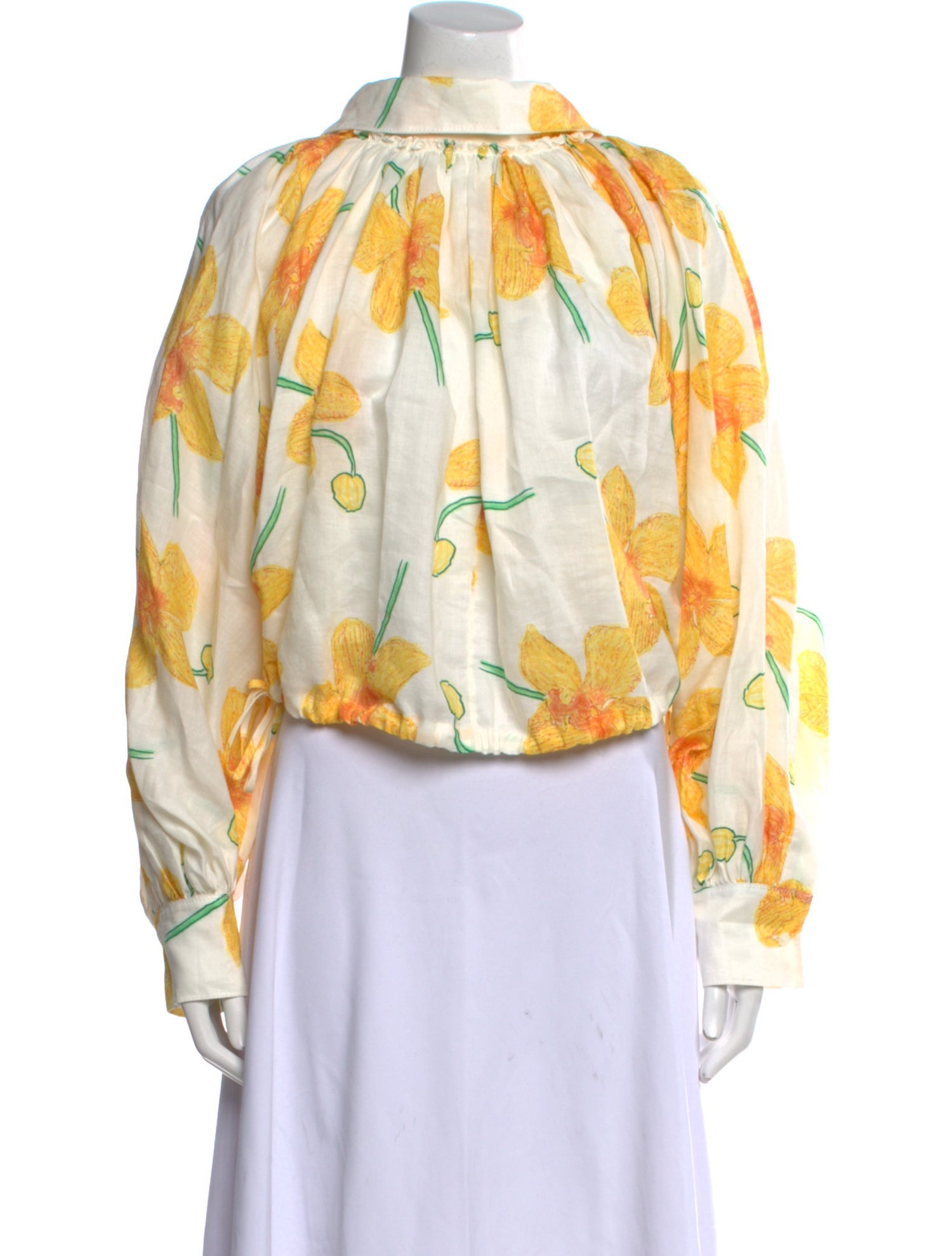 Marni Floral Print Mock Neck Blouse