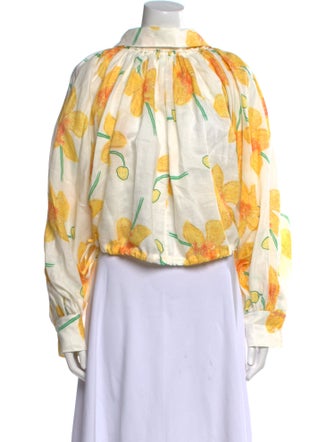 Marni Floral Print Mock Neck Blouse