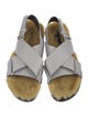 Marni Leather Fur Trim Slingback Sandals