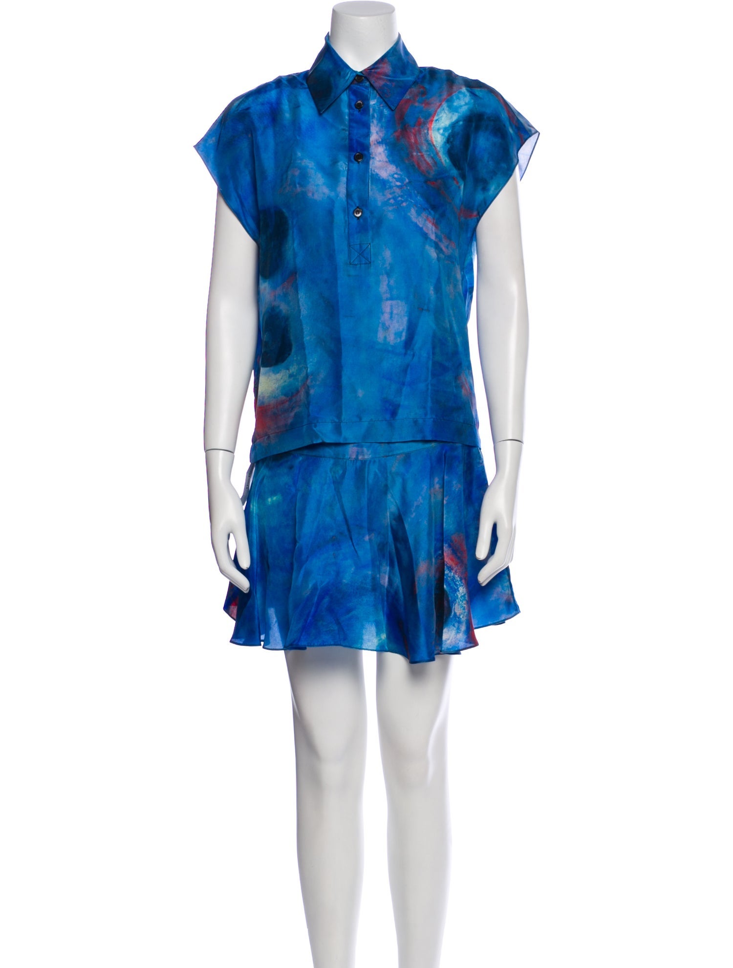 Marni Silk Tie-Dye Print Skirt Set