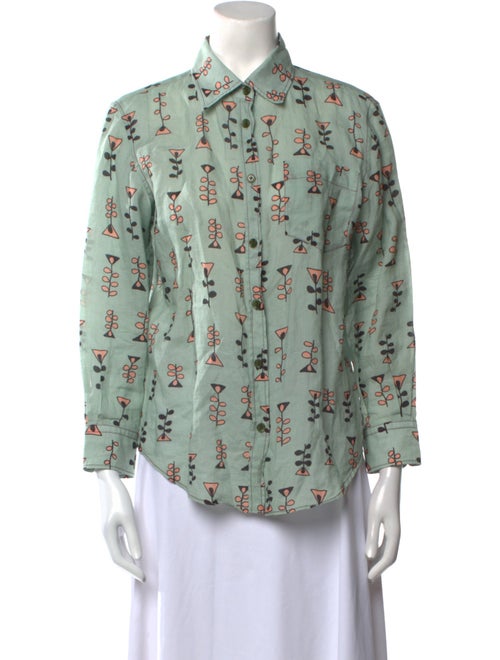 Marni Printed Three-Quarter Sleeve Button-Up Top