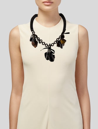 Marni Resin & Crystal Silk Ribbon Collar Necklace
