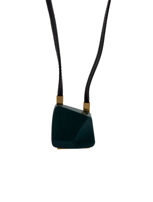 Marni Leather & Wood Pendant Necklace