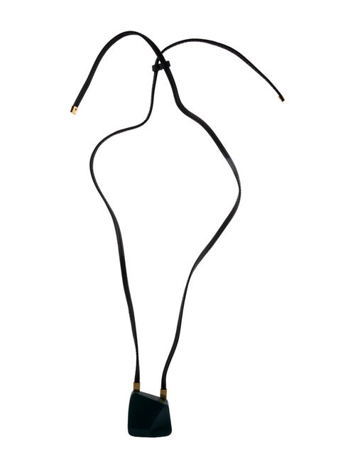 Marni Leather & Wood Pendant Necklace