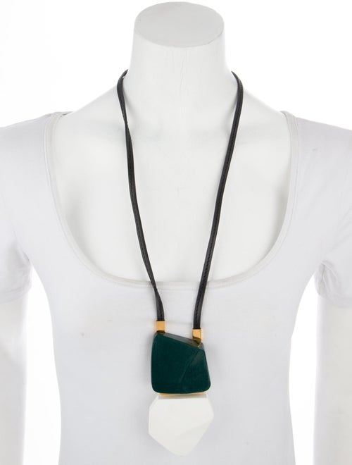 Marni Leather & Wood Pendant Necklace