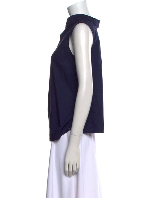 Marni Mock Neck Sleeveless Button-Up Top