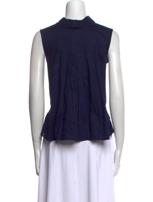 Marni Mock Neck Sleeveless Button-Up Top