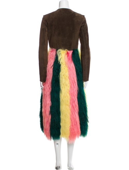 Marni Lamb Leather Printed Faux Fur Coat