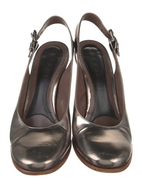 Marni Leather Colorblock Pattern Slingback Pumps