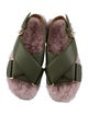 Marni Leather Faux Fur Trim Slingback Sandals