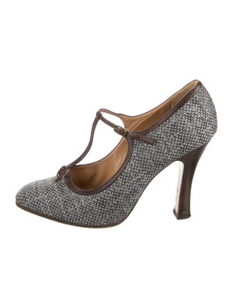 Marni Tweed Tweed Pattern T-Strap Pumps