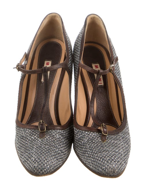 Marni Tweed Tweed Pattern T-Strap Pumps