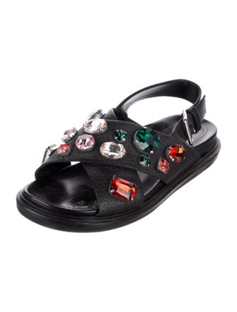 Marni Leather Crystal Embellishments Slingback Sandals