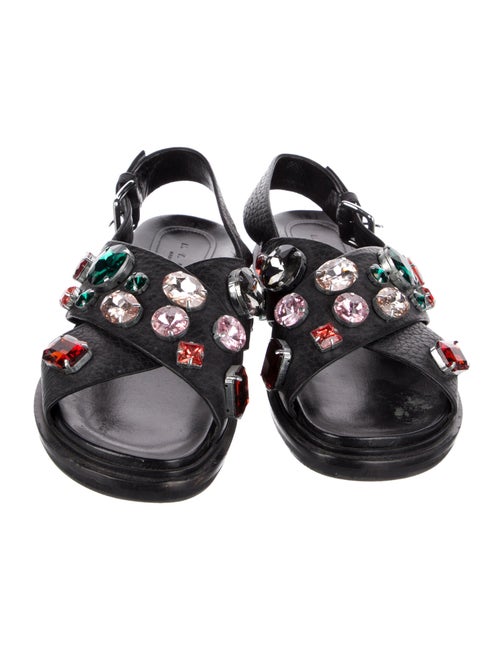 Marni Leather Crystal Embellishments Slingback Sandals