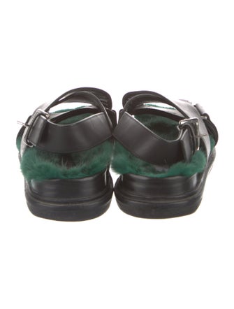 Marni Leather Fur Trim Slingback Sandals