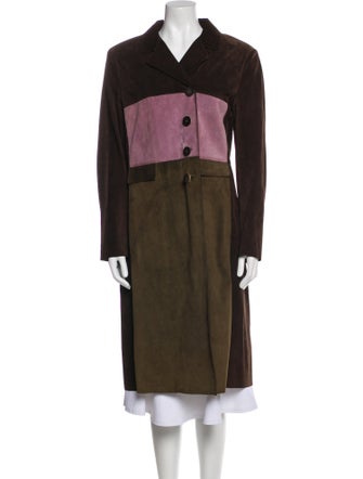 Marni Leather Colorblock Pattern Coat