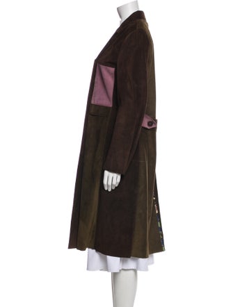 Marni Leather Colorblock Pattern Coat