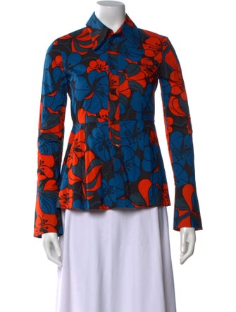 Marni Floral Print Long Sleeve Button-Up Top