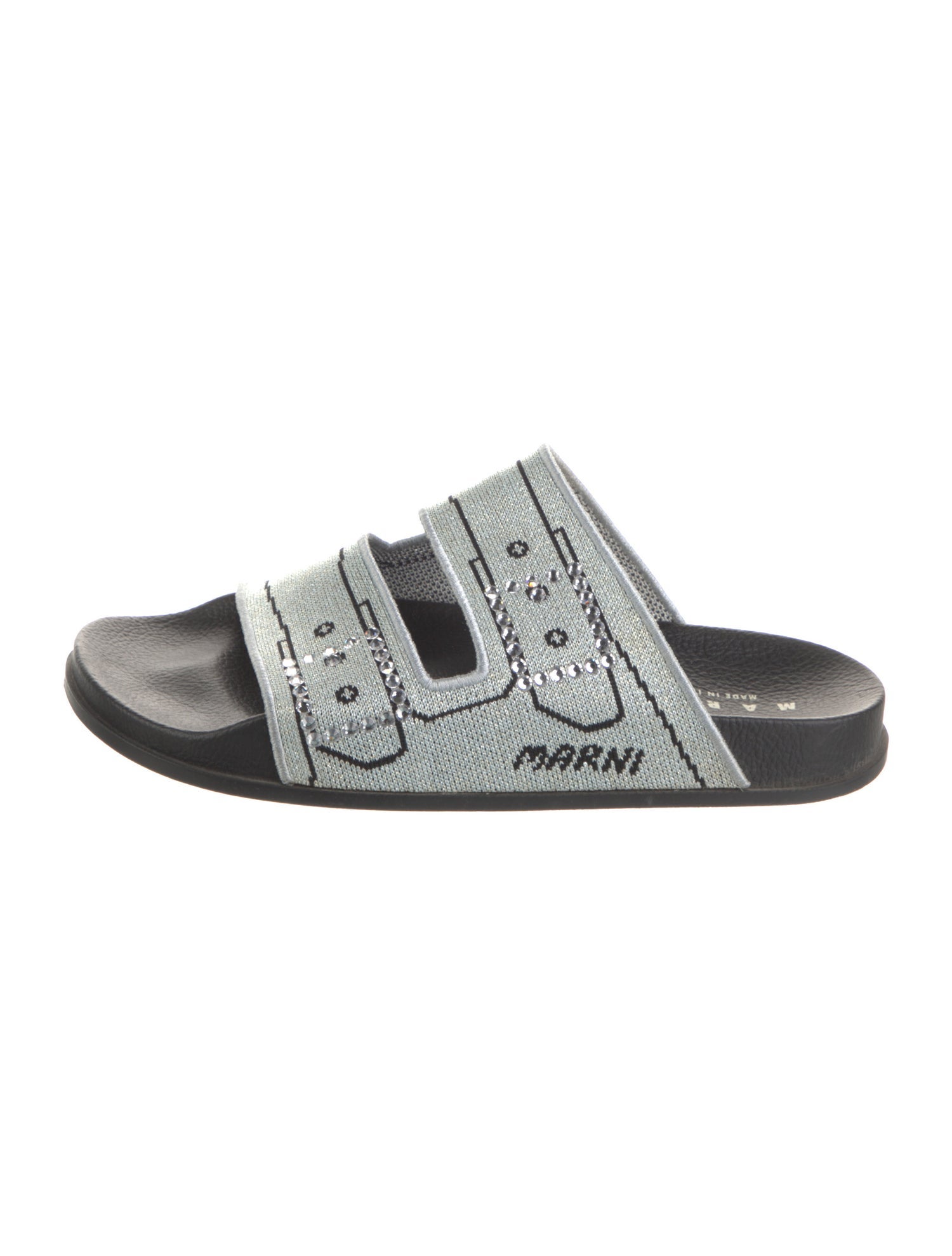 Marni Printed Crystal Embellishments Slides